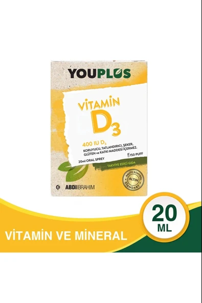 Youplus 400 IU Vitamin D3 20 ml Sprey ürün görseli 1