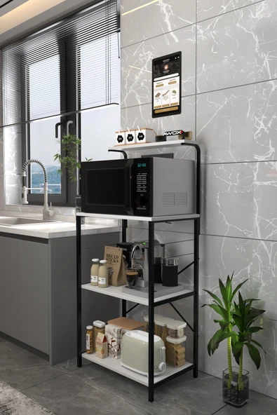 AWOX Metal Mutfak Bango Çok Katlı Mikrodalga Fırın ve Kahve Köşesi 60x130 ürün görseli 1
