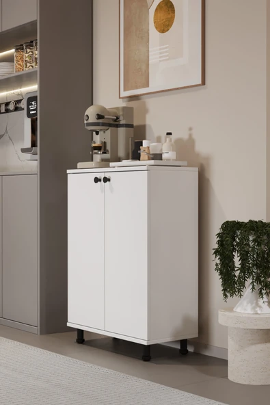 AWOX Miora Modern Çok Amaçlı Ayaklı Dolap 2 Kapaklı Raflı Mutfak Banyo Balkon Ayakkabılık Dolabı ürün görseli 1