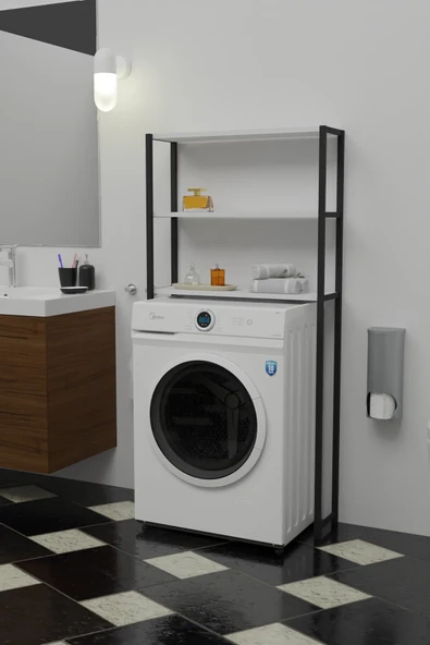 net mobilya Klozet Ve Makina Üstü Banyo Düzenleyici Raf Beyaz ürün görseli 1