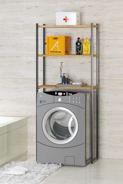 SANALAL Çamaşır Makinesi Üstü Düzenleyici Raf Banyo Dolabı Rafı Makina Üstü Dolap ürün görseli 1