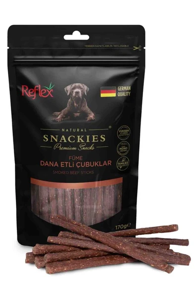 Reflex Snackies Natural Füme Dana Etli Tahılsız Köpek Ödül Çubuğu 170 Gr ürün görseli 1