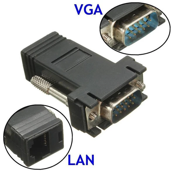 Powermaster VGA Extender RJ45 CAT5/CAT6/CAT7 Uzatıcı Çevirici ürün görseli 1