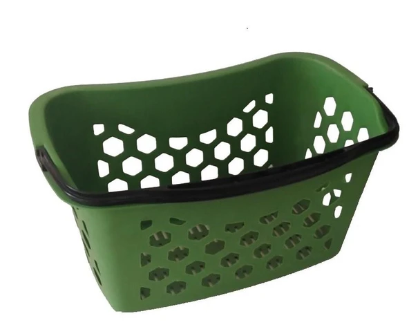 10 Adet Fasulye Tipi-Oval Plastik Alışveriş Sepeti - Market El Sepeti  Yeşil ürün görseli 1