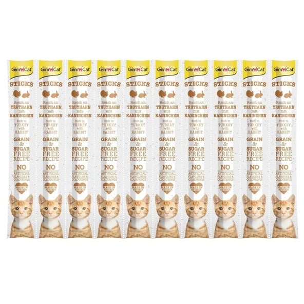 Gimcat Sticks Hindili ve Tavşanlı Kedi Ödül Maması 5 Gr 10 lu ürün görseli 1