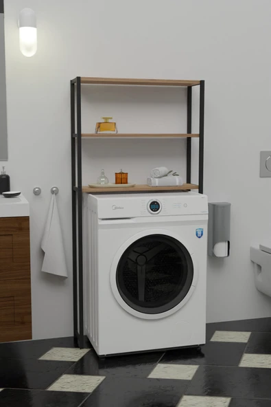 Yelken Çamaşır Makinasi Üstü Düzenleyici Raf Banyo Dolabı Rafı Makina Üstü Dolap Raf Atlantik Çam ürün görseli 1