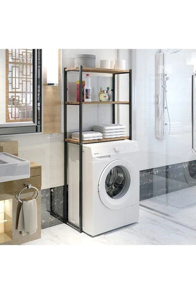 SARI PAPATYA Ceviz Wc Arkası Klozet Rafı 3 Raflı Banyo Düzenleyici ürün görseli 1