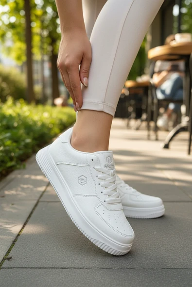 Enoch Kadın Beyaz Spor Ayakkabı Ortopedik Tabanlı Casual Sneaker ürün görseli 1