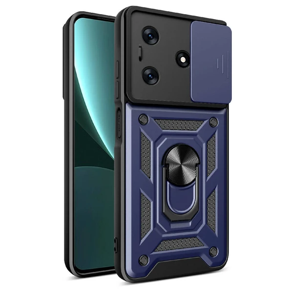 Tecno Spark 10C Kılıf Magnetik Standlı Kamera Korumalı Sürgülü Vega Kapak ürün görseli 1