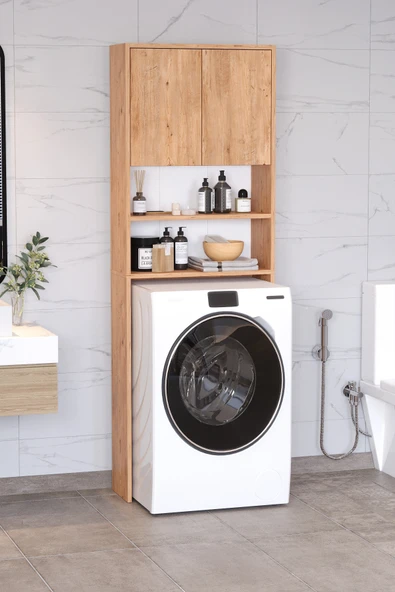 AWOX Plato Çamaşır Makinesi Dolabı 4 Raflı 2 Kapaklı Çamaşır Makinesi Dolabı Banyo Dolabı ürün görseli 1