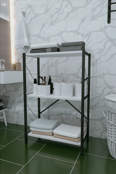DizaynMotion 3 Raf Dekoratif Banyo Düzenleyici 90x60x30 Beyaz ürün görseli 1