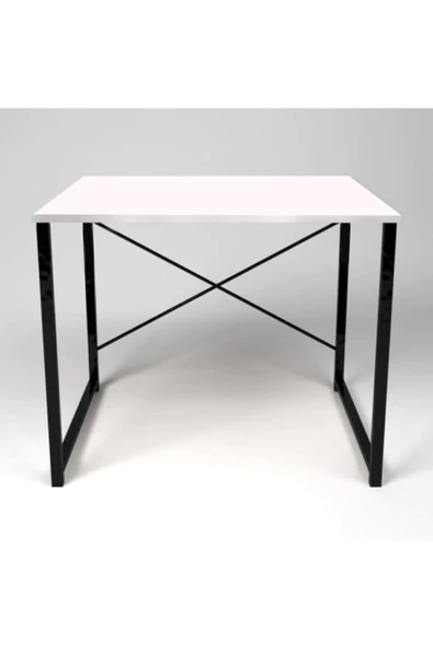 Umay Metal Ayaklı Beyaz 90x60cm Bilgisayar Ve Çalışma Masası ürün görseli 1