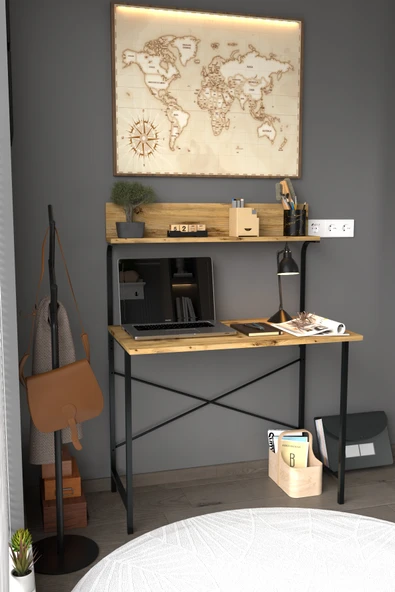 AWOX Parla Üstten Raflı Dekoratif Çalışma Masası 50x90 Cm ürün görseli 1