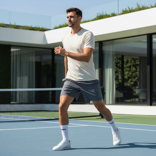 Sloganlı Ribanalı Tenis Çorap 3'lü - Resim 6