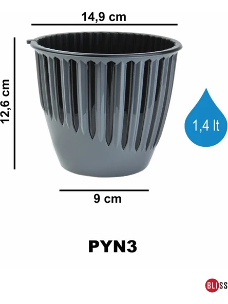 Plastik Dekoratif Piyano Saksı Ankrasit - Resim 2