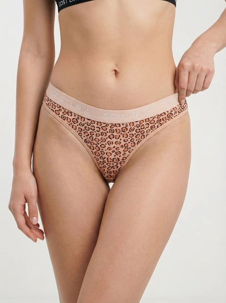Leopard Desenli Kadın String Külot - Resim 4