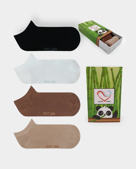 Kadın Bambu Patik Çorap – 4’lü Karışık Renk ürün görseli 1