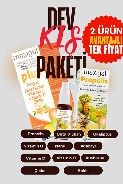 Propolis ve Vitamin C İçeren Boğaz Spreyi ve Efervesan Tablet Beta Glukan Kış Paketi 2'li ürün görseli 1