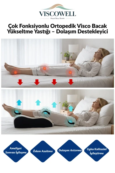 Çok Fonksiyonlu Ortopedik Visco Bacak Yükseltme Yastığı – Dolaşım Destekleyici ürün görseli 1