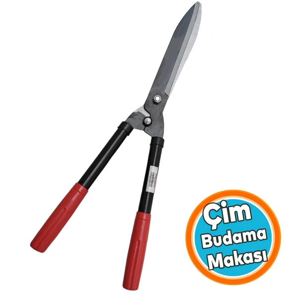Eğri Çim Budama Makası Çalı Çimen Biçme Kesme Makas 50 cm Keskin Metal Bıçkı Plastik Saplı 1 Adet ürün görseli 1