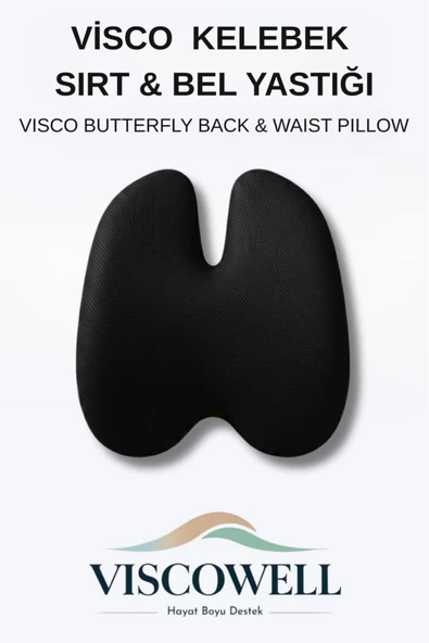 Visco Kelebek Sırt & Bel Yastığı Visco Bel Yastığı Ortopedik Bel Yastığı %100 Visco Destek Yastığı ürün görseli 1