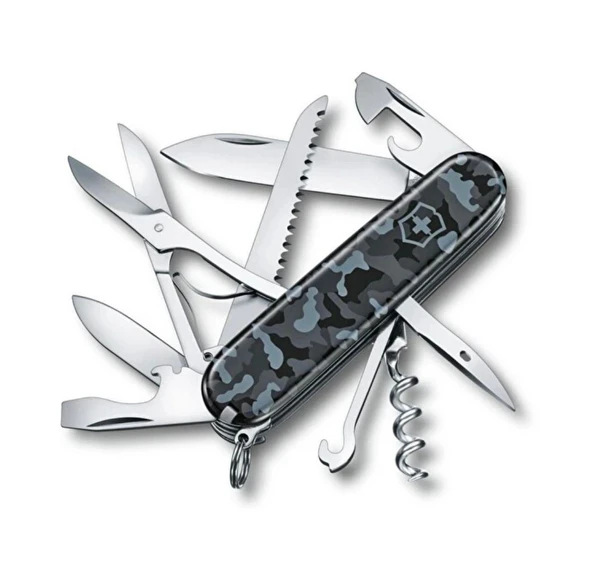 Victorinox Huntsman 1.3713.942 Mavi Kamuflaj Fonksiyonlu Çok Amaçlı Çakı ürün görseli 1