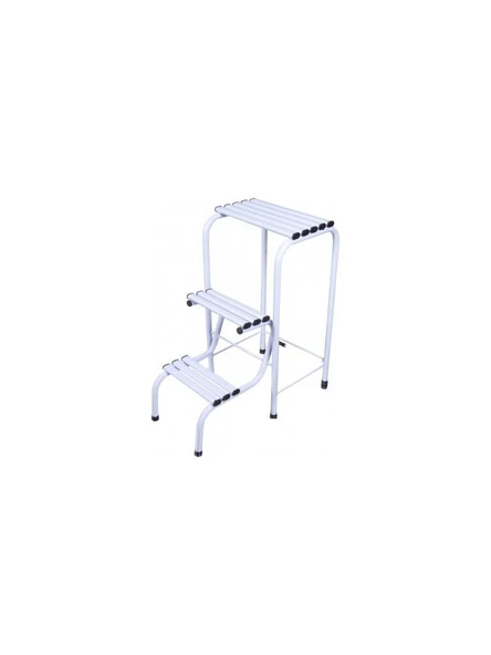 Lady 1151 Metal Tabureli Merdiven 3 Basamaklı Beyaz ürün görseli 1
