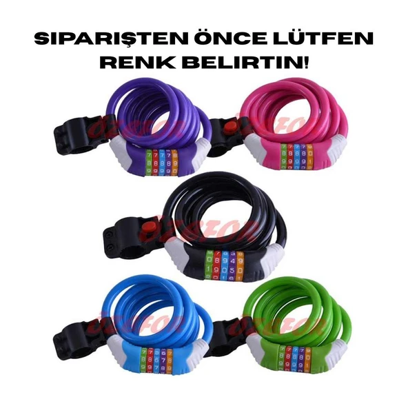 HALAT KİLİT DOLAMALI 5 Lİ DEĞİŞTİRİLEBİLİR ŞİFRELİ (RENK BELİRTİNİZ!) ürün görseli 1