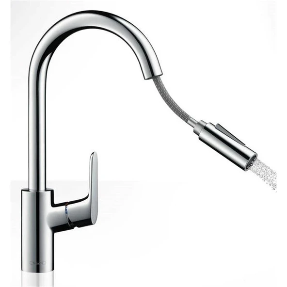 Hansgrohe Focus E2 Pull Out Tek Kollu Spiralli Mutfak Batarya Krom - 31815000 - Resim 2