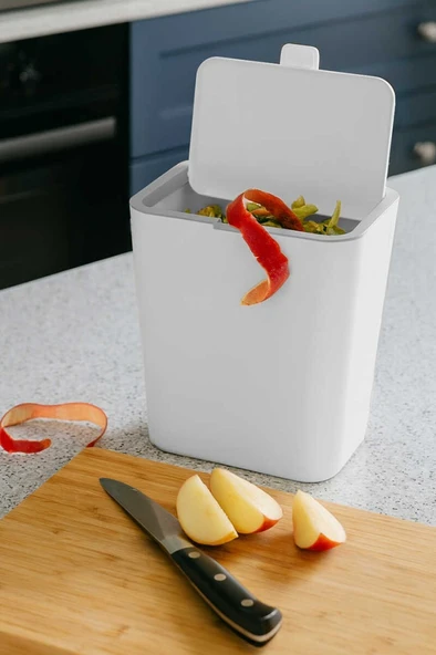 Primanova Flip 6Lt Banyo Mutfak Tezgah Üstü Çöp Kovası Beyaz ürün görseli 1