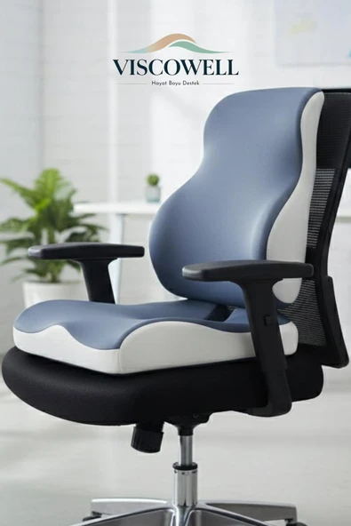 Visco Ortopedik Ergonomik Ofis Koltuk Koksiks Oturma Minderi Sırt Bel Destek Minderi Yastığı Seti ürün görseli 1