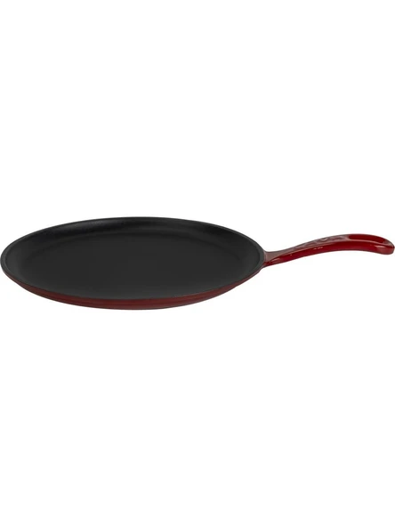 Lava Döküm Yuvarlak Pizza Krep Pankek Tavası Döküm Demir Yekpare Saplı ÇAP 26CM.-BORDO ürün görseli 1