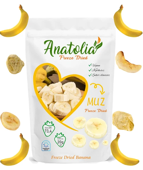 Anatolia Freeze Dried-Dondurularak Kurutulmuş Meyve Cipsi Muz-Freeze Dried Banana ürün görseli 1