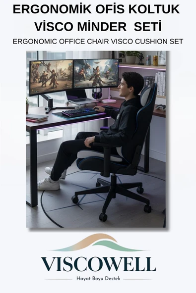 Visco Ergonomik Ofis Koltuk Minder Seti %100 Visco - Resim 6