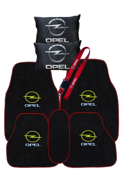 Opel Araç Nakışlı Halı Paspas Seti 5 Parça + 2’li Siyah Dijital Boyun Yastığı & Oto Ayna Askısı Seti ürün görseli 1