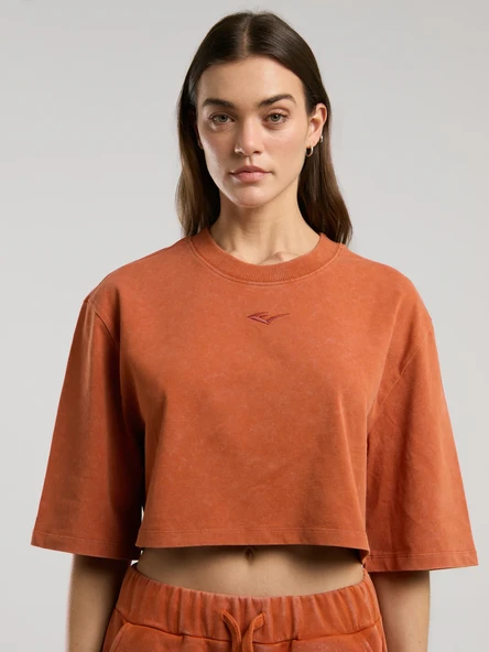 Everlast Bronx 1910 Oversize Turuncu Crop Kadın Tişört TW0014 ürün görseli 1