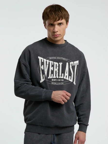Everlast Authentic Boxing Oversize Antrasit Erkek Sweatshirt - Resim 2