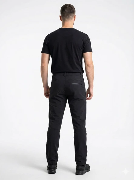 Gamp Erkek Siyah Soft Shell Outdoor Pantalon - Resim 5