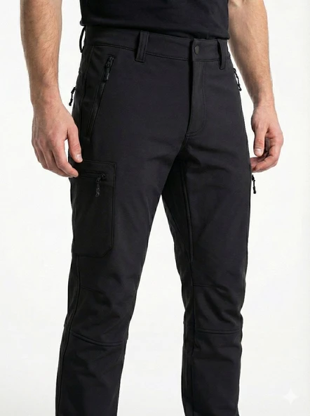Gamp Erkek Siyah Soft Shell Outdoor Pantalon - Resim 6