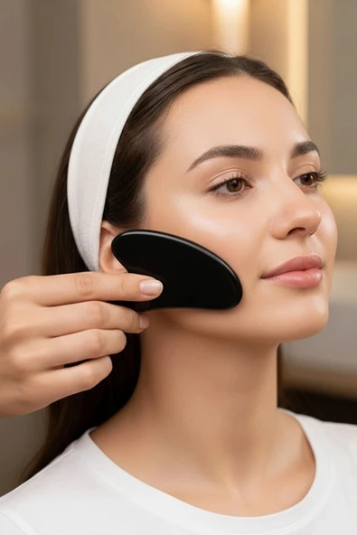 Obsidyen Gua Sha Yüz Yogası, Masaj Taşı 236-4 ürün görseli 1