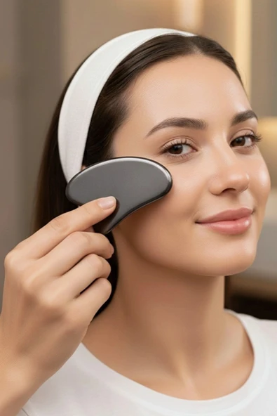 Hematit Gua Sha Yüz Yogası, Masaj Taşı 504-2 ürün görseli 1