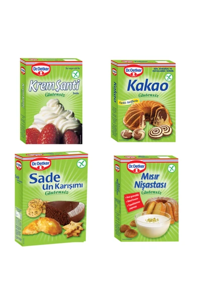 Dr. Oetker Glutensiz Krem Şanti, Kakao, Sade Un Karşımı ve Mısır Nişastası Paketi ürün görseli 1