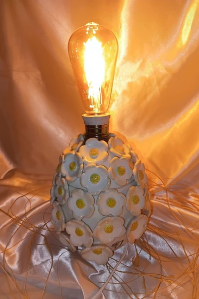 El İşi Seramik Abajur Led Işık Papatya Hand Made ürün görseli 1