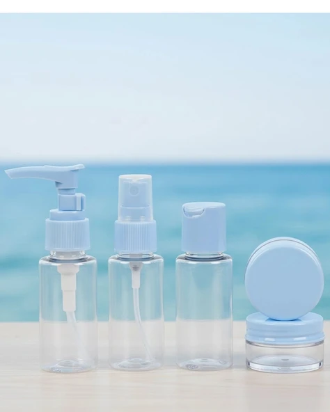 5’li Seyahat Dolum Şişe Seti 30 Ml Şeffaf Taşıma Çantalı ürün görseli 1