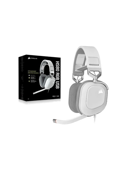 Corsair HS80 RGB USB CA-9011238-EU Beyaz 7.1 Kablolu Kulak Üstü Oyuncu Kulaklığı ürün görseli 1