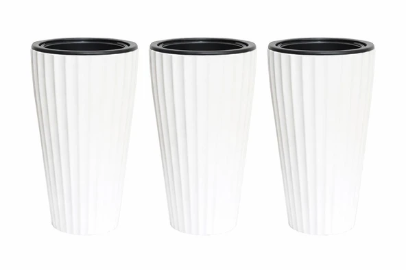 SO-LVT2 3 Adet Lilyum Vazo Saksı Takımı İç Kovalı 90 Litre No:2 Beyaz ürün görseli 1