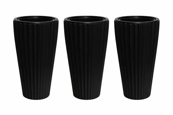 SO-LVT2 Lilyum Vazo Saksı Takımı İç Kovalı 3 Adet 90 Litre No:2 Siyah ürün görseli 1
