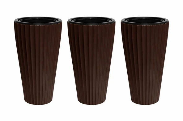 SO-LVT2 3 Adet Lilyum Vazo Saksı Takımı İç Kovalı 90 Litre No:2 Kahverengi ürün görseli 1
