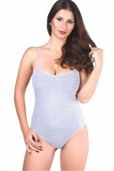 3 adet Tutku Kadın İp Askılı Gri Çıtçıtlı Body 0148 ürün görseli 1