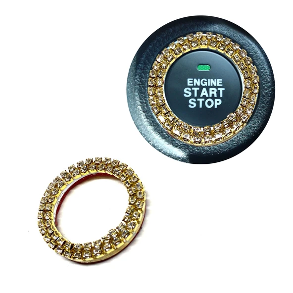 Kristal Taşlı Start Stop Düğme Halkası Altın ürün görseli 1